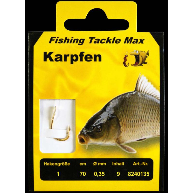 Fishing Tackle Max Haken geb. Karpfen 01 / 0,35Ø Inh.9 Stk.