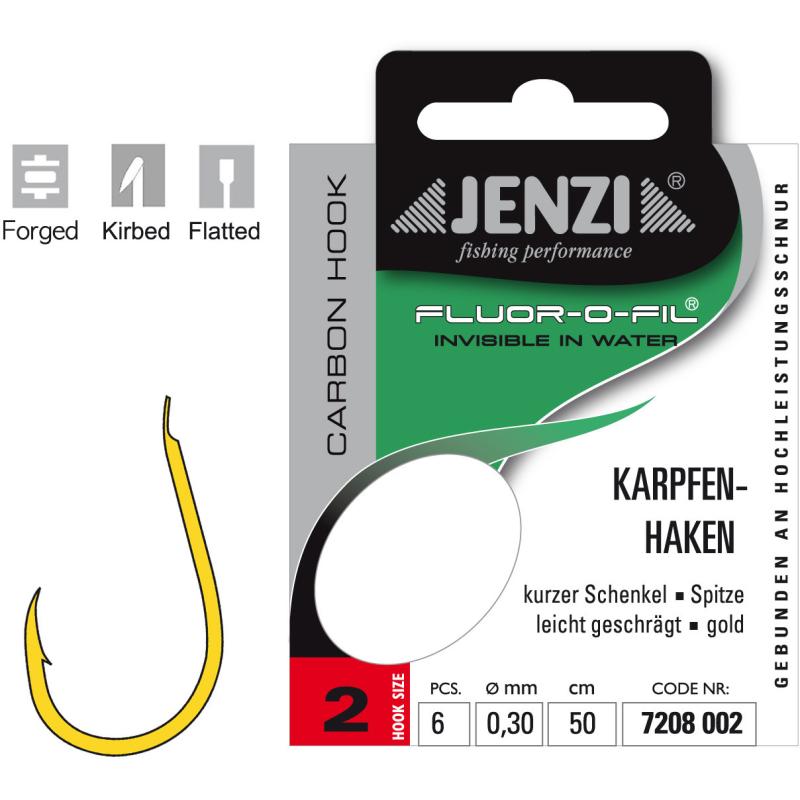 JENZI carp hook tied to fluorocarbon size 2 0,30mm 50cm