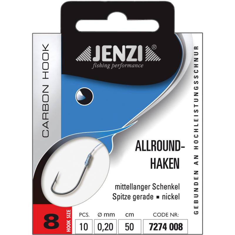 JENZI all-round hook tied color nickel size 8 0,20mm 50cm
