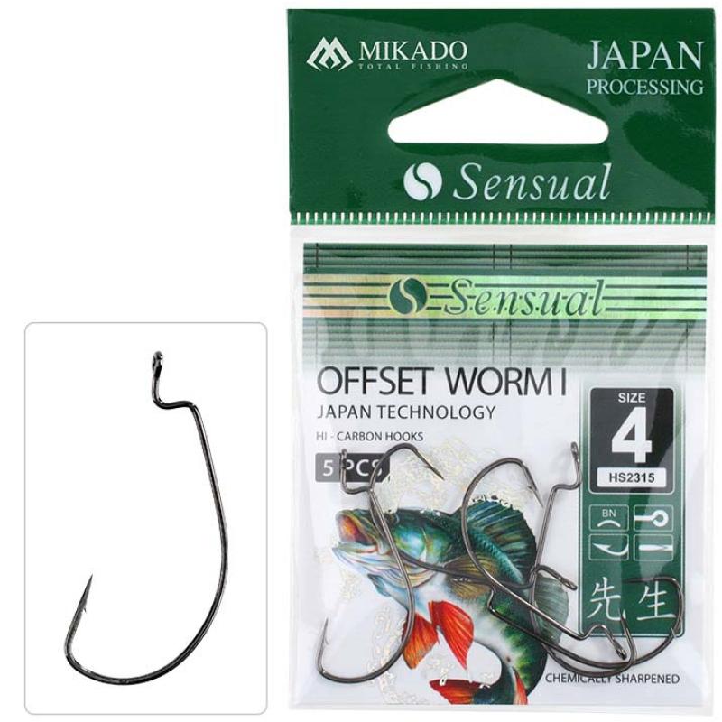 Mikado Hooks - Sensual - Offset Worm I No. 1/0 Bn - 5 pcs.
