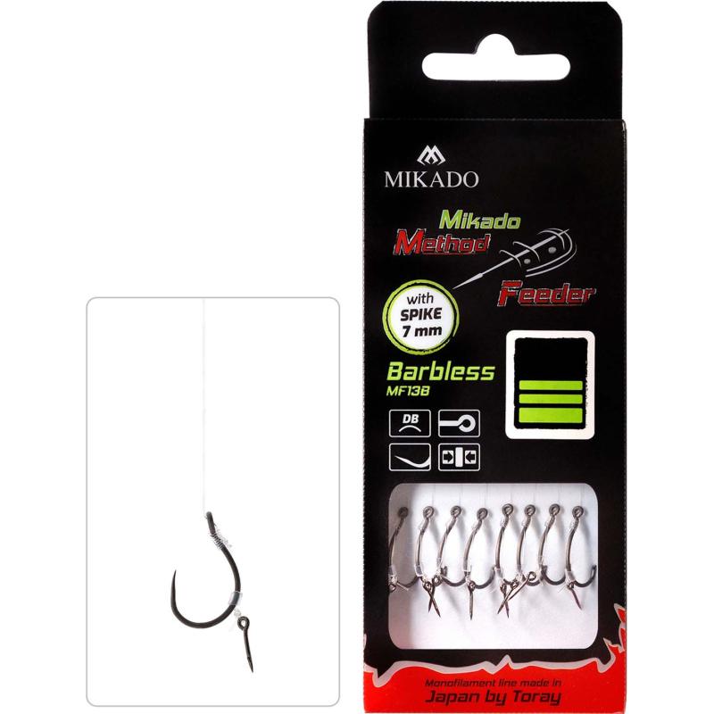 Mikado Method Feeder Rig with needle/barbless #6 0.25mm/10cm 8pcs