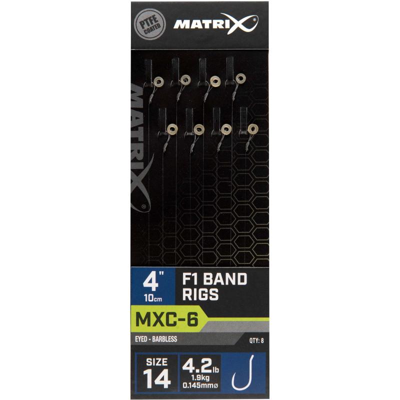 Matrix MXC-6 Maat 14 Barbless / 0.145mm / 4" (10cm) F1 Band - 8 stuks