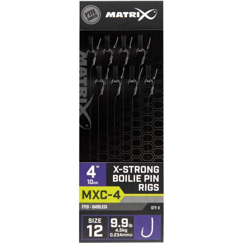 Matrix MXC-4 Size 12 Barbless / 0.23mm / 4" X-Strong Boilie Pin - 8pcs
