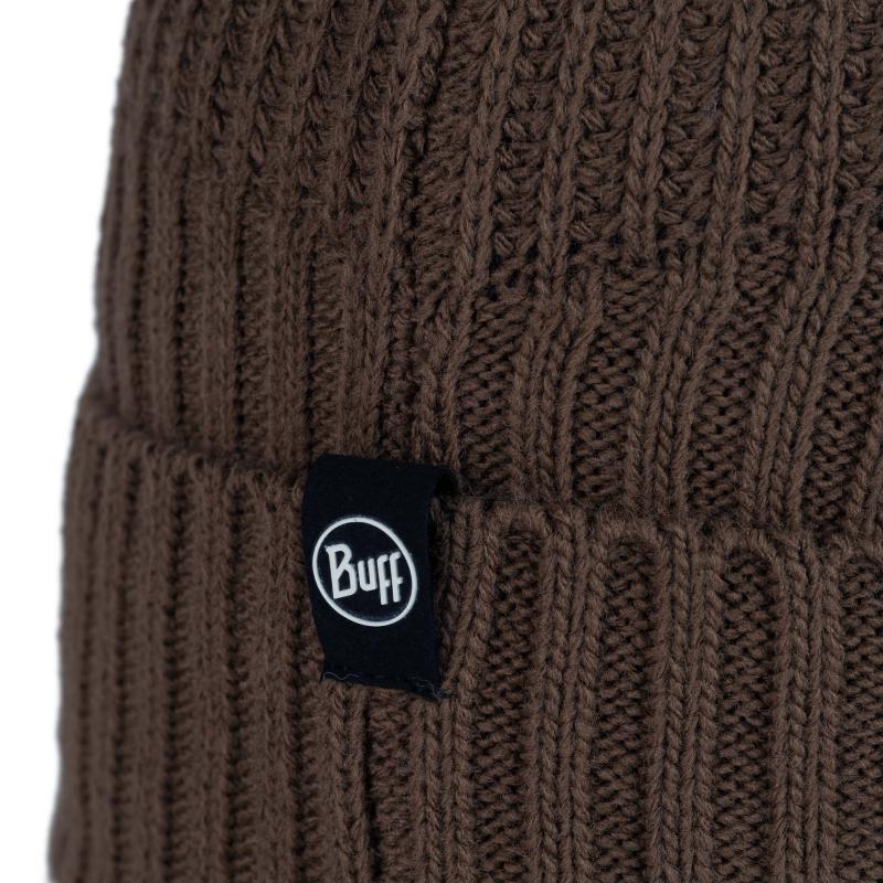 Buff Knitted & Fleece Beanie Renso Brindle Brown