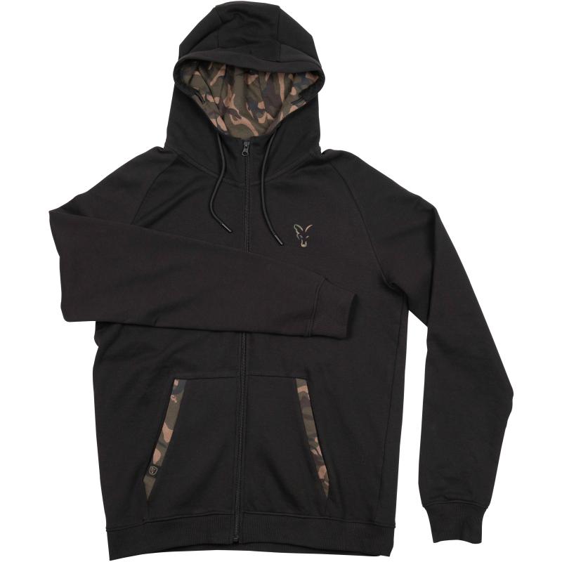 Fox Lw zwarte hoodie met camouflageprint en rits S
