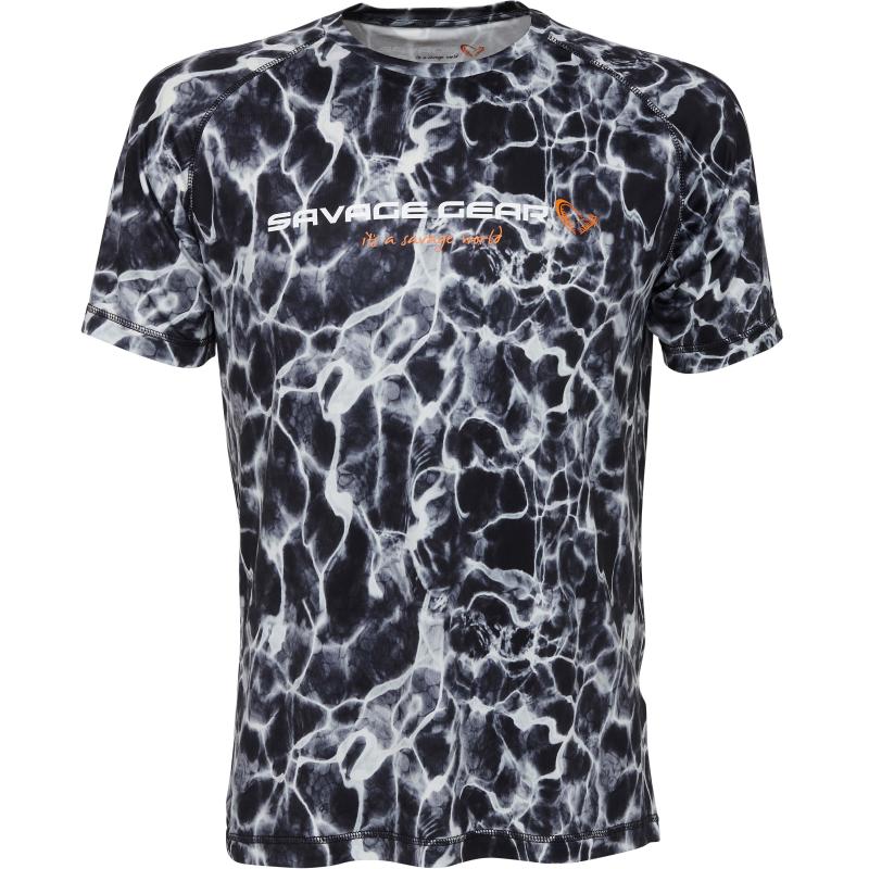 Savage Gear Night Uv T-Shirt XL Black Waterprint