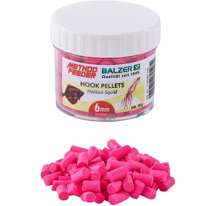 Balzer Method Feeder Hook Pellets 6 mm roze heilbotinktvis 60 g