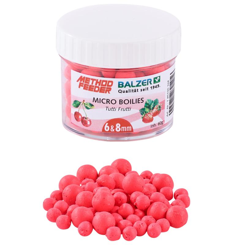 Balzer Method Feeder Bouillettes 6 et 8 mm mixtes rouge-tutti frutti 60g