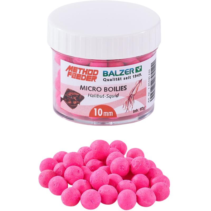 Balzer Method Feeder Boilies 10mm pink-halibut-squid 60g