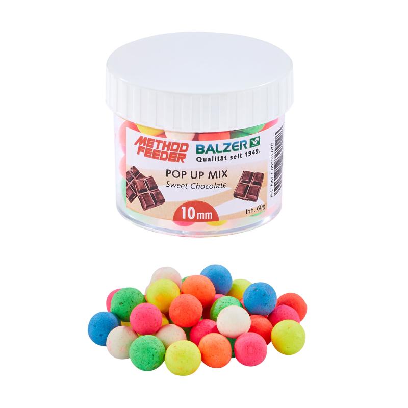 Balzer Method Feeder Pop Ups 10mm gemengde zoete chocolade 60g