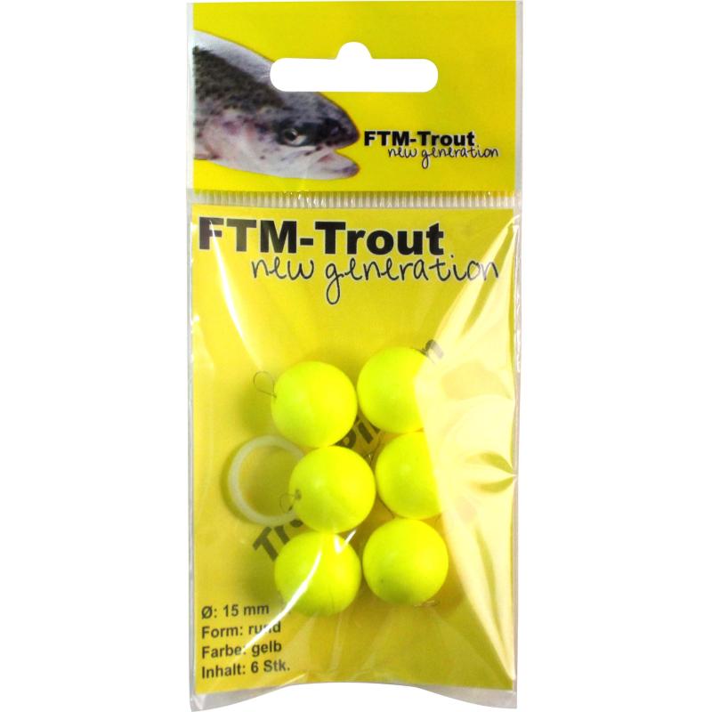 FTM Trout Piloten rund gelb 15mm Inh.6 Stk.