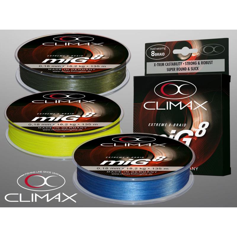 Climax miG8 Braid fluo yellow 135m 0,10mm