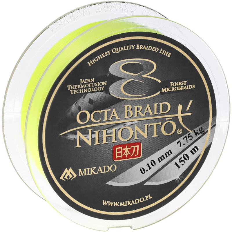 Mikado Nihonto Octa Braid - 0.14mm / 10.15Kg / 150M - Fluo Yellow
