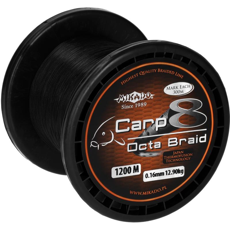 Mikado Carp Octa Braid - 0.16mm / 12.9Kg / 1200M - Noir
