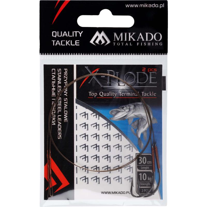 Mikado Steel Leader - Avec Émerillons Et Crochets 30cm/10Kg - Marron - 2 pcs. 2/0