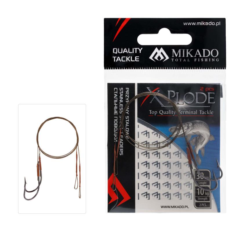 Mikado Steel Leader - With Swivels And Hooks 30cm/10Kg - Brown - 2 pcs. 1/0