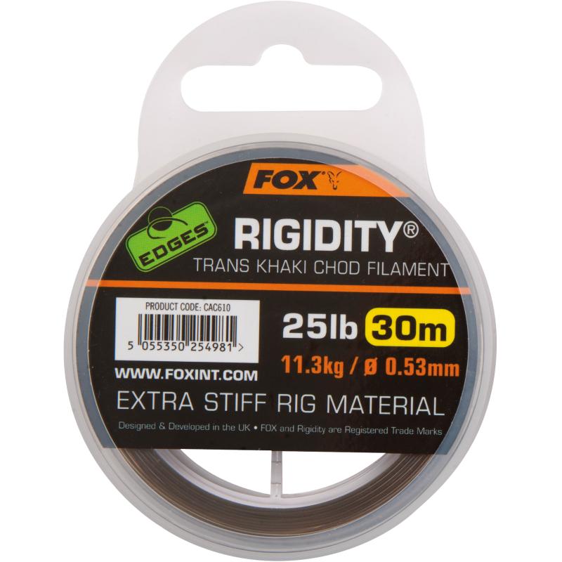 FOX Edges Rigidity Chod Filament 0.57mm 30lb x 30m trans khaki