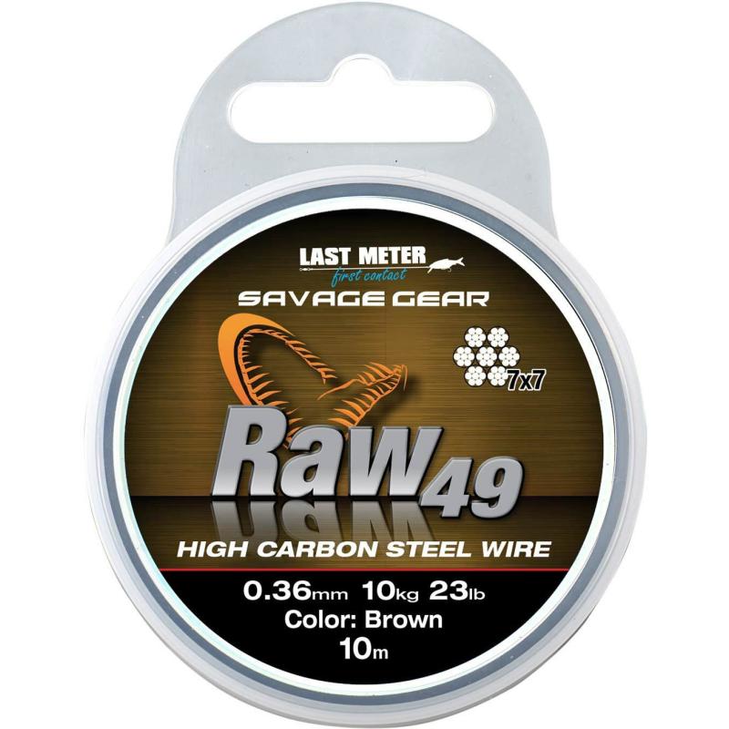 Savage Gear Raw49 0.54mm 23kg 50lb Uncoated Brown 10m