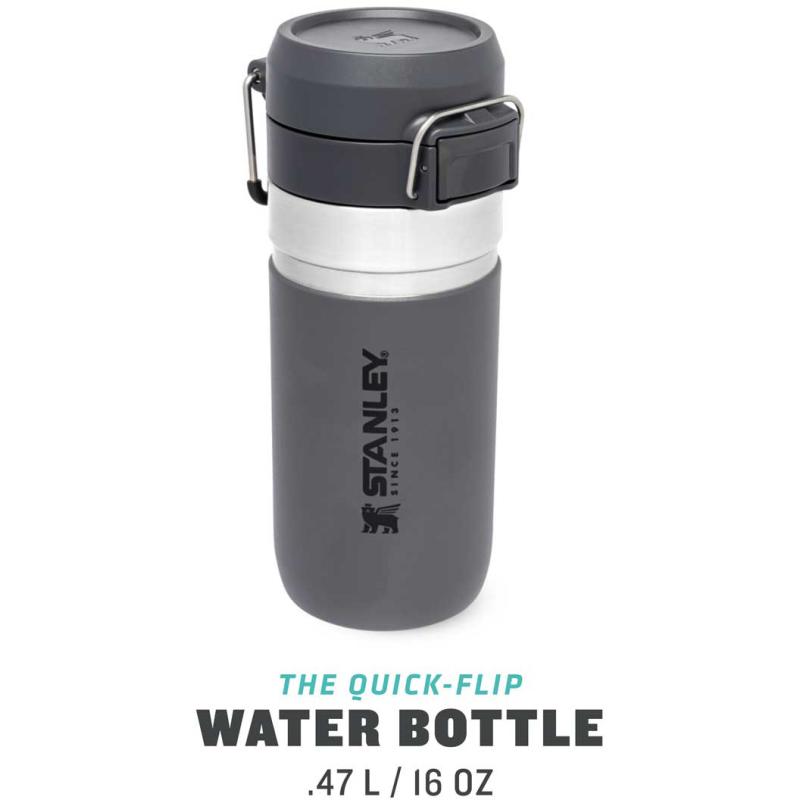 Stanley Quick Flip Water Bottle 0.47L capaciteit Houtskool