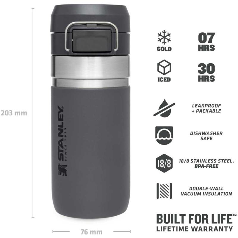 Stanley Quick Flip Water Bottle 0.47L capacity Charcoal