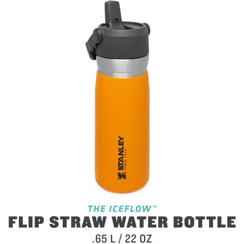 Stanley Iceflow Flip Straw Water Bottle 0.65L capaciteit Saffraan