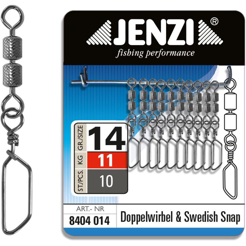 JENZI double safety swivel with Swedish-Snap Black Nickel size: 14 11kg
