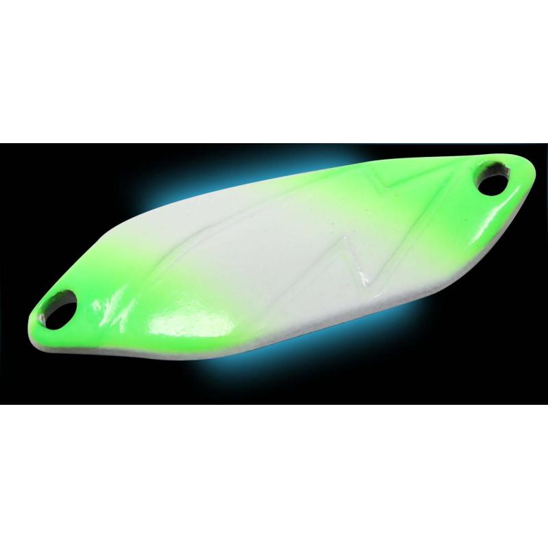 Matériel de pêche Max Spoon Strike 2,1gr. lumi vert fluo/noir avec lumi pailleté
