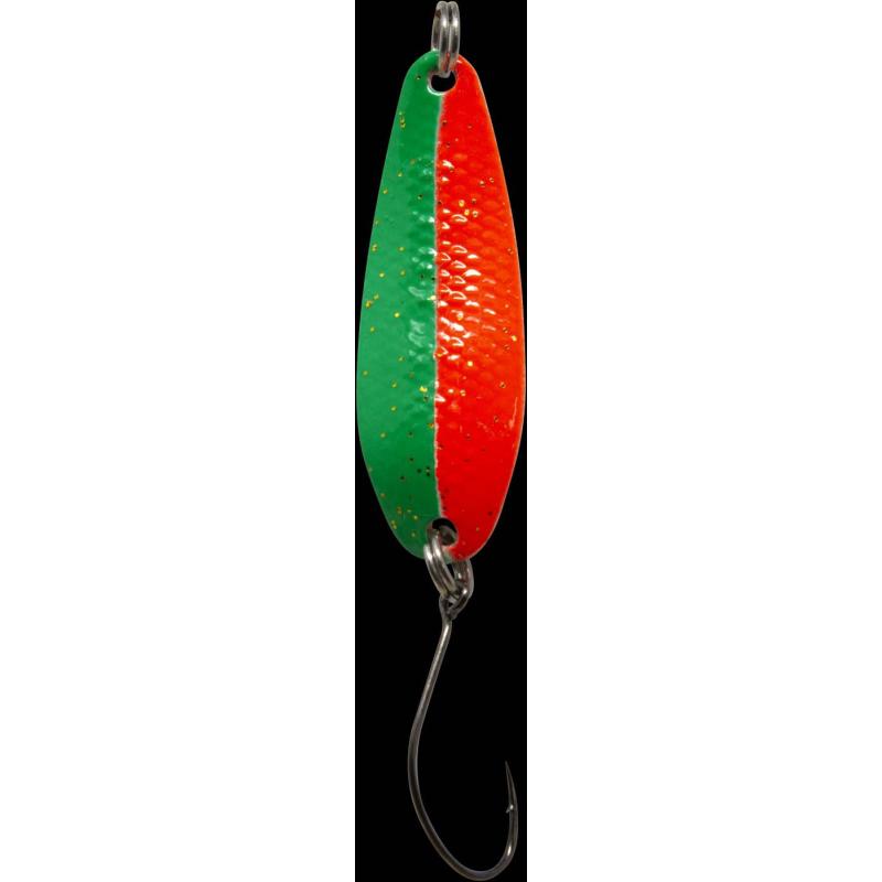 Fishing Tackle Max Spoon Wheel 3,6gr. grün-rot m. Glitter/gold