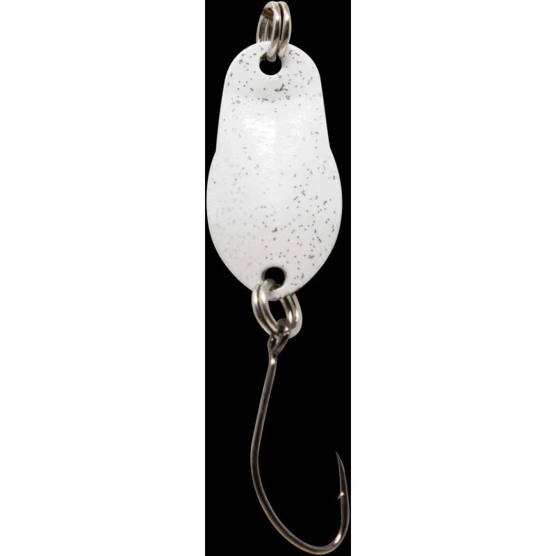 Matériel de pêche Max Spoon Track 0,7gr. blanc avec paillettes/noir avec paillettes