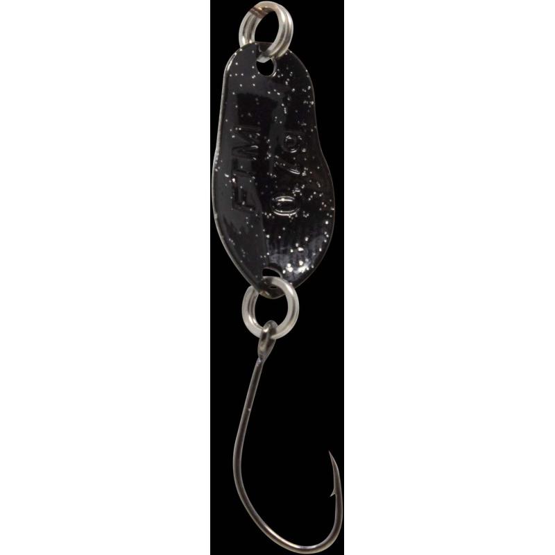 Matériel de pêche Max Spoon Track 0,7gr. blanc avec paillettes/noir avec paillettes