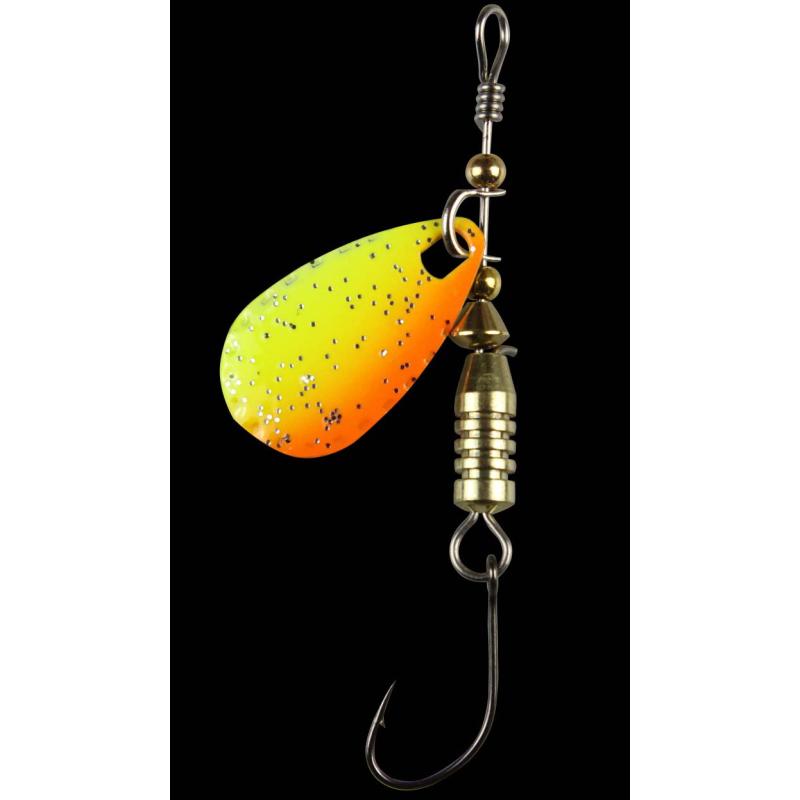 Fishing Tackle Max trout spoon 4,0 gr. yellow-orange glitter/black
