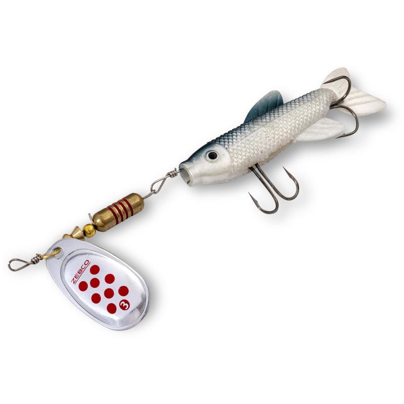 Zebco 18g Trophy Z-Spin Minnow No. 5 silver/red dots + soft bait sinking