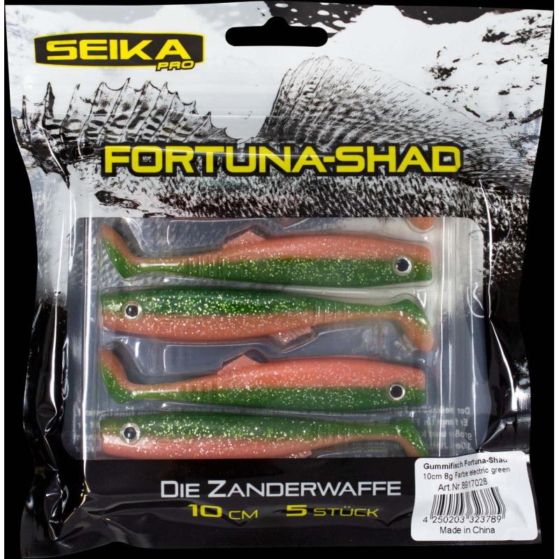 Seika Pro rubbervis Fortuna Shad 10cm elektrisch groen