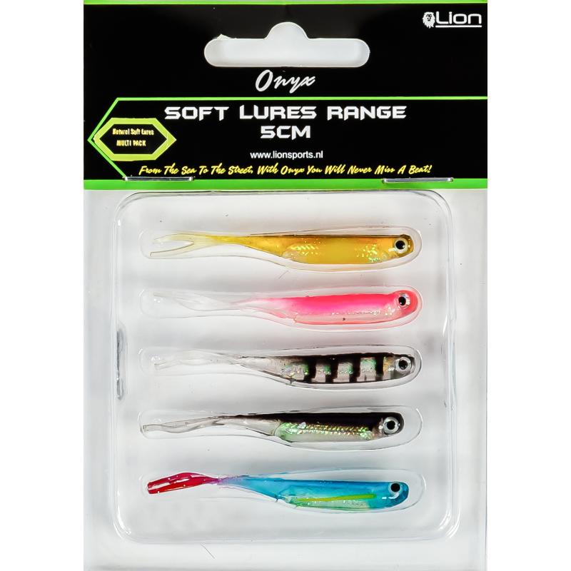 Lion Sports Onyx Natural 5 cm Soft Lure (Mixed Pack amber/striped minnow/purple speck/clear blue