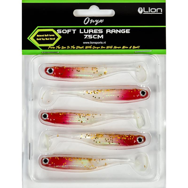 Lion Sports Onyx Natural 7.5 cm soft bait gold top red head