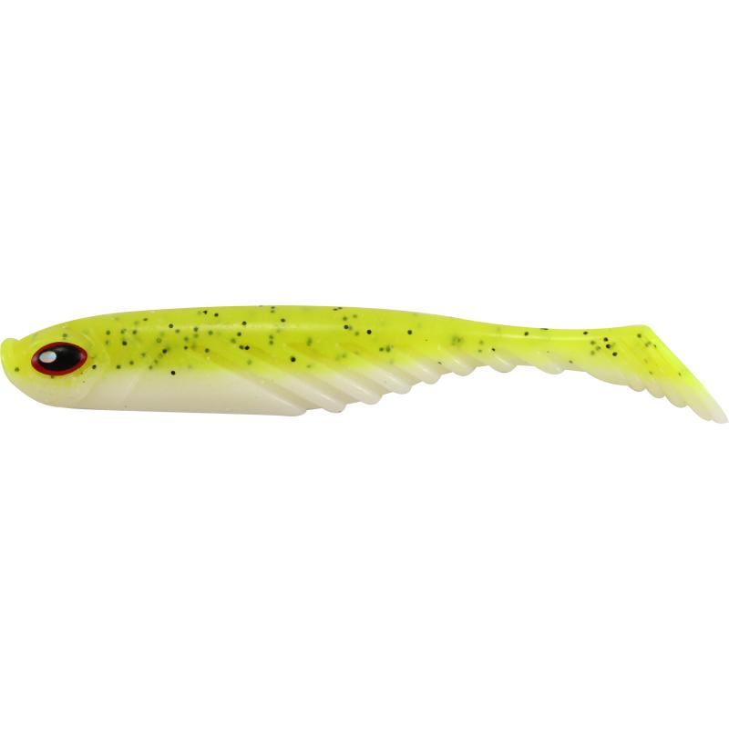 Paladin Gummifisch Riffel 95mm chartreuse-weiß SB4 color no. 5
