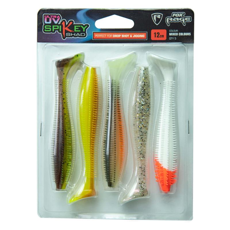 FOX RAGE Spikey Shad 12cm x5 Mixed UV color pack