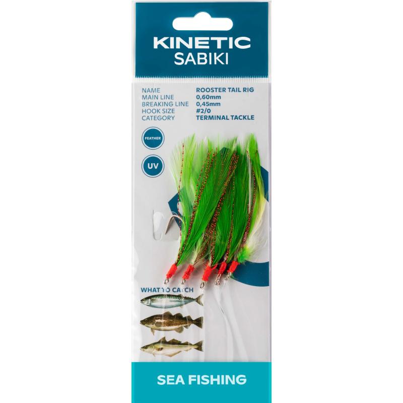 Kinetic Sabiki Rooster Tail #2/0 Green/ Copper Flash