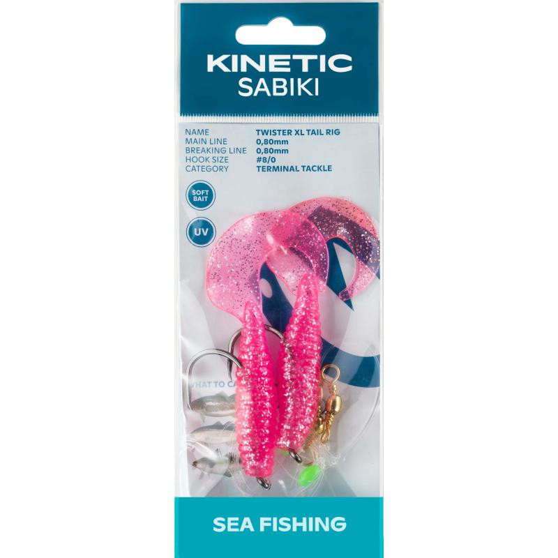 Kinetic Sabiki Twister XL Tail #8/0 Pink/ Silver