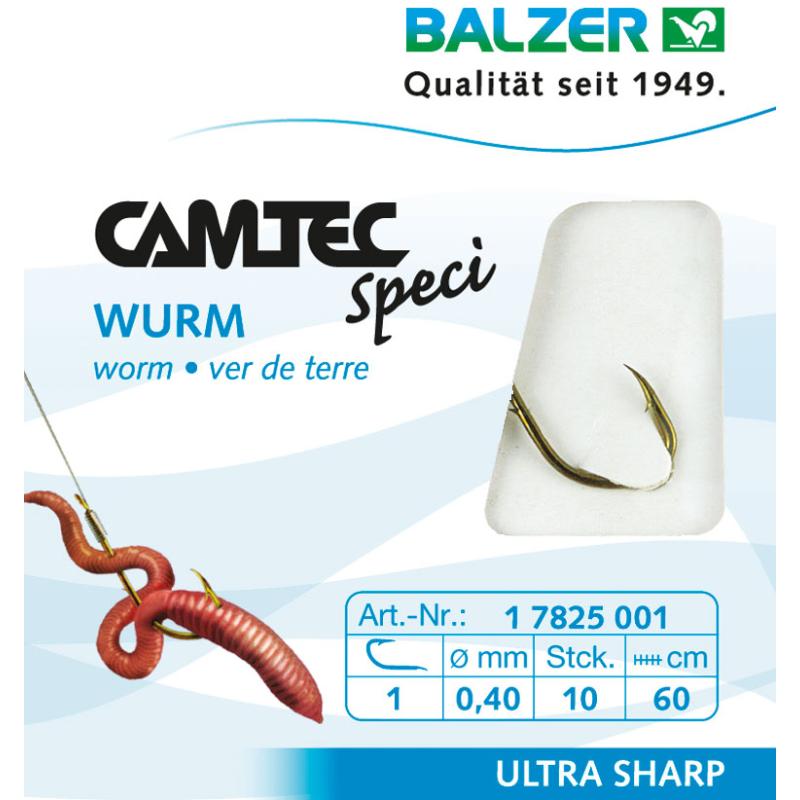 Balzer Camtec Speci worm hook burnished 60cm #8