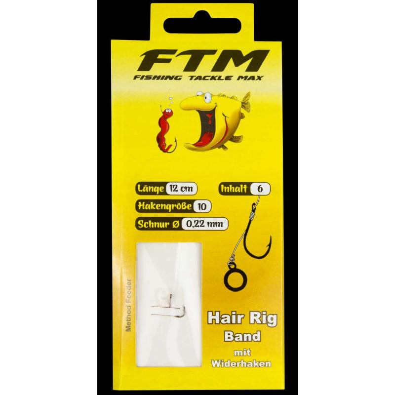 Matériel de pêche Max Hair Rig Band 0,22 mm taille barbelée. 10