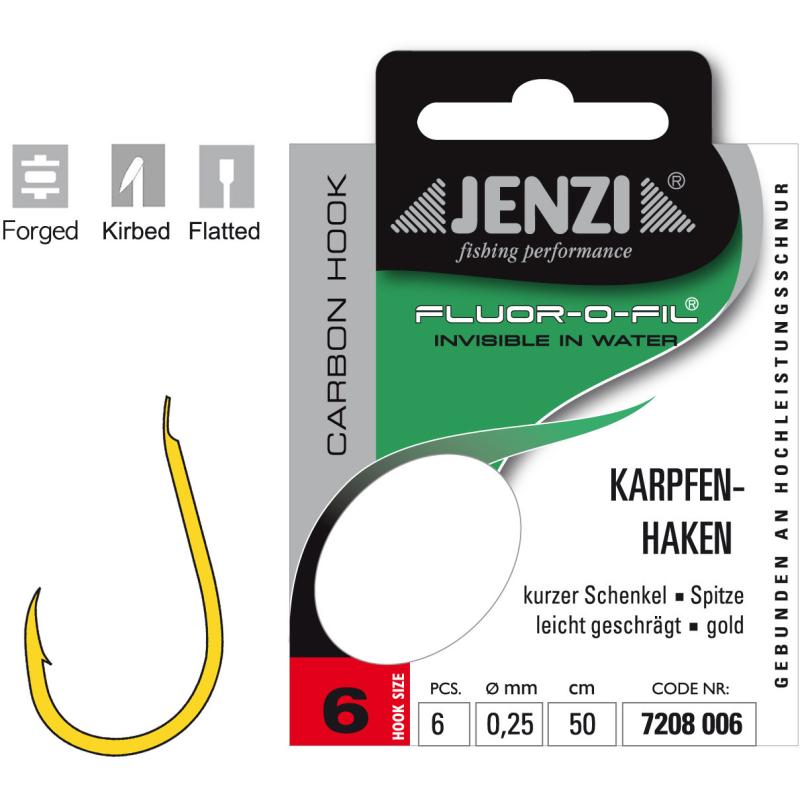 JENZI carp hook tied to fluorocarbon size 6 0,25mm 50cm