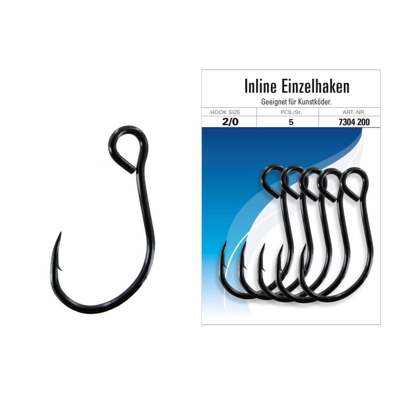 Jenzi Inline single hook, 5 pieces, size 2/0