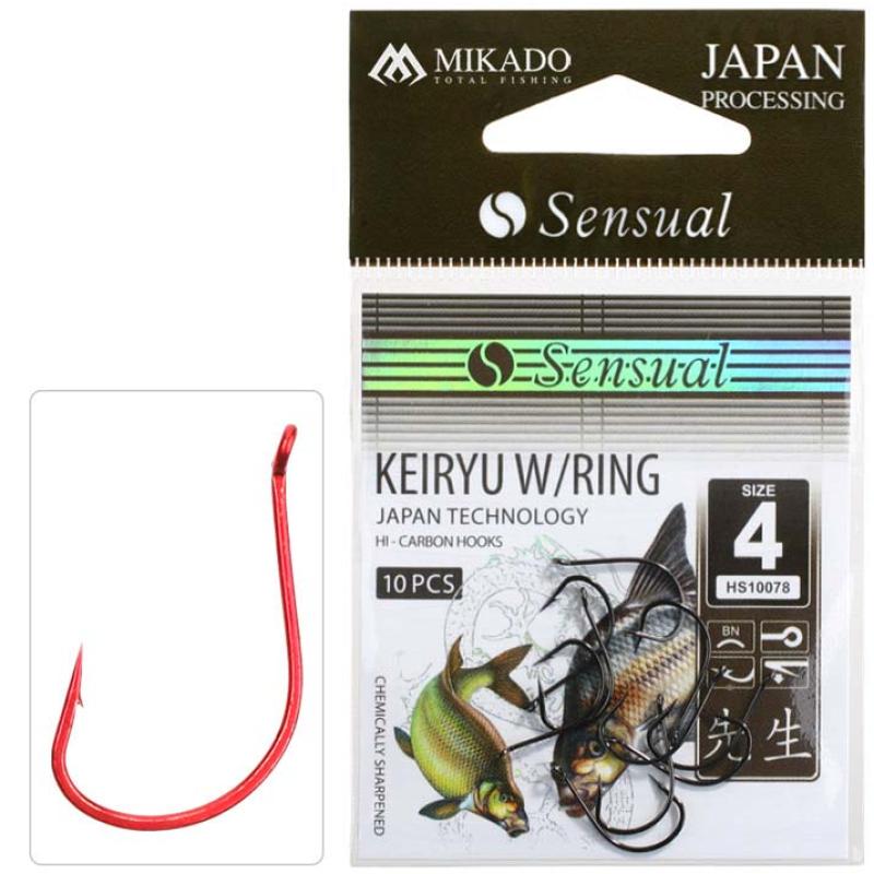 Mikado Hook Sensual Keiryu W/Ring #10 Red .