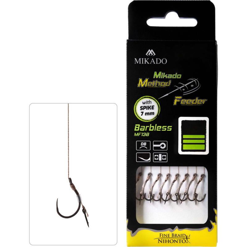 Mikado MethodFeederRig mit Nadel/o Widerhaken #12 braided0.12mm/10cm 8St