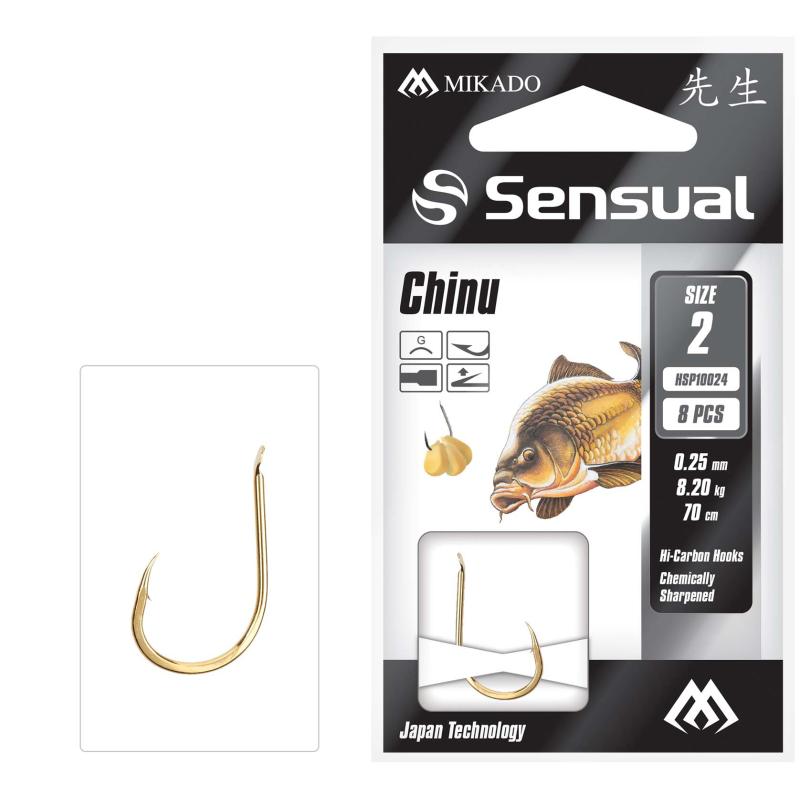 Mikado Tied Hooks - Sensual - Chinu No 10 G / Cord 0.18mm/70cm 8pcs