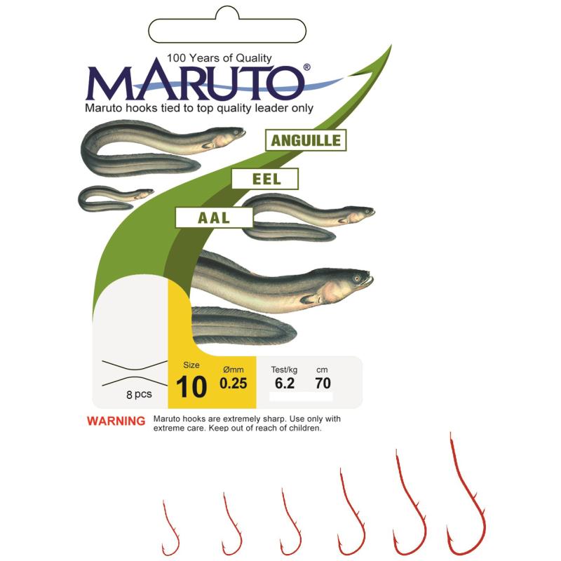 Maruto eel hook tied red size 1 0,40mm 13,8 kg SB4