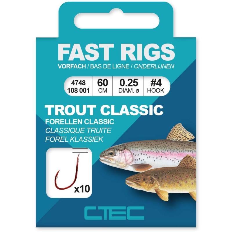 Ctec Fast Rigs Trout Hook Classic 60cm #10-0.18mm