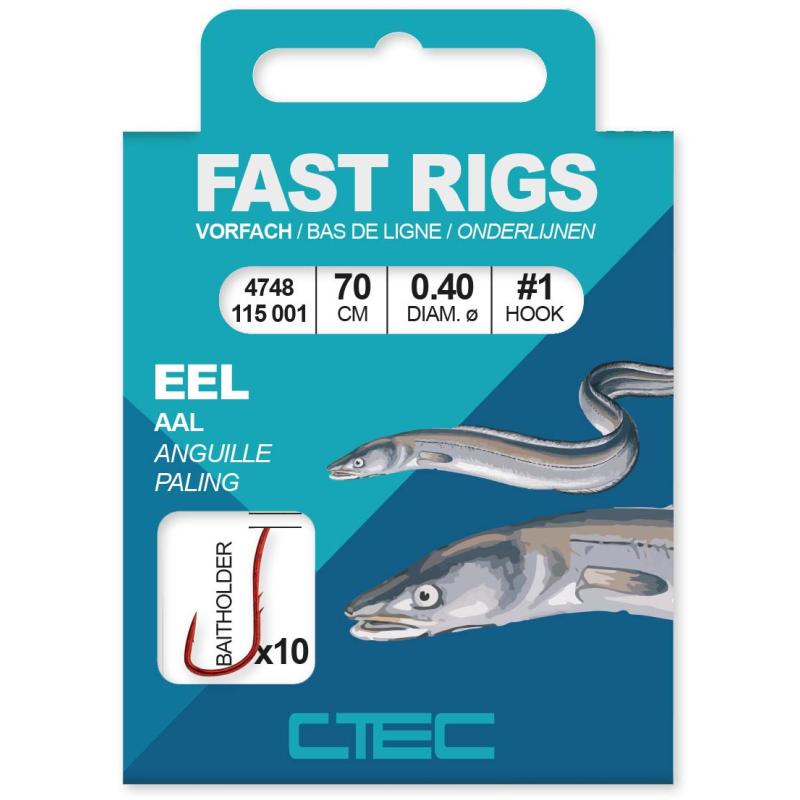 Ctec Fast Rigs Porte-appât pour anguille 70 cm #1-0.40 mm