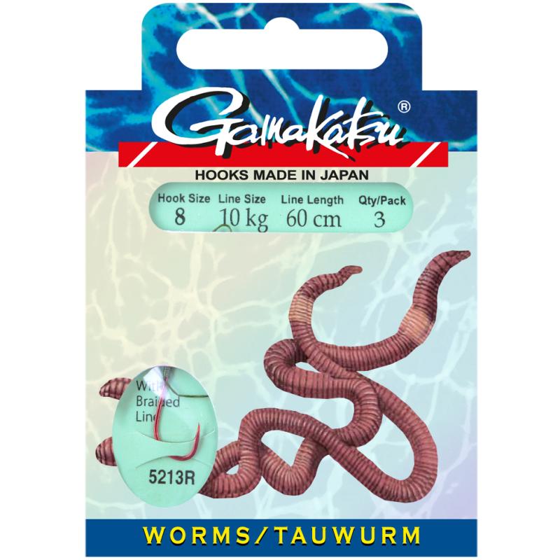 Gamakatsu Bkd-5213R worm hook 60cm braided size. 2 Contents: 3 pieces.